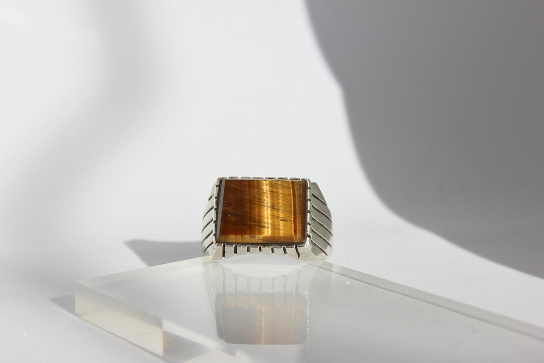 Tiger Eye Square | 925 טבעת כסף