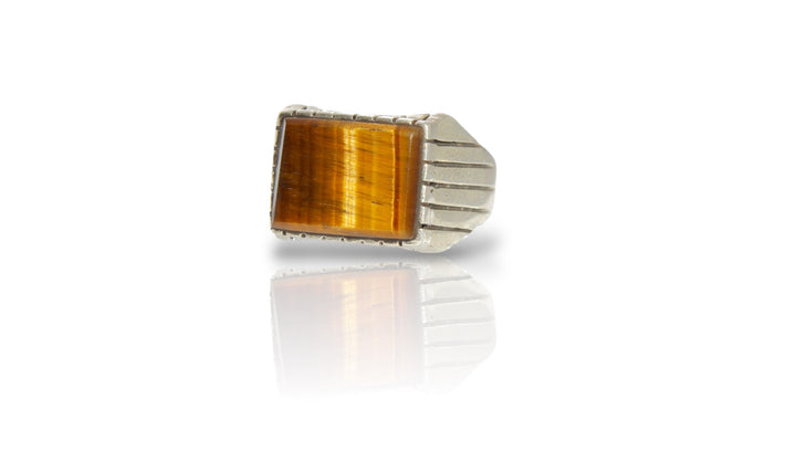 Tiger Eye Square | 925 טבעת כסף